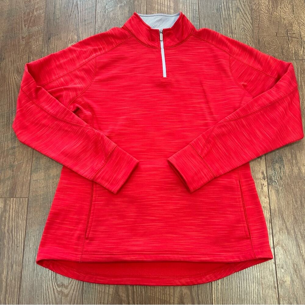 Majestic Therma Base MLB Pullover 1/4 Zip Sweater Red Large FLAW